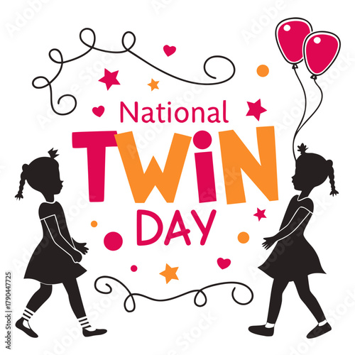 NATIONAL TWIN DAY vector illustration 