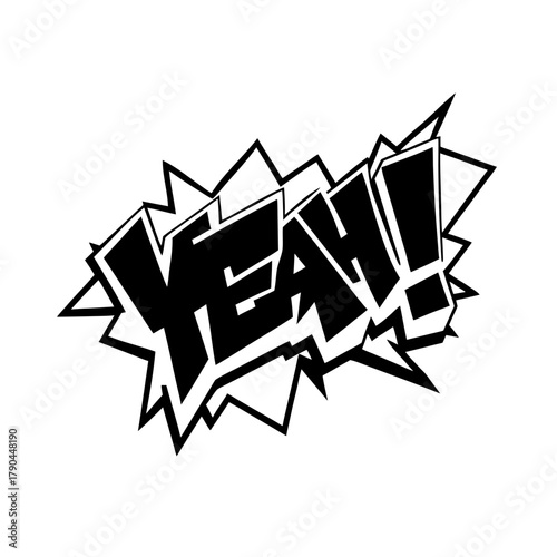 Comic speech bubble with 'yeah' text, expression of approval