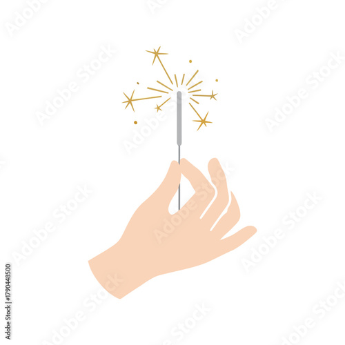 Hand holding sparkler fireworks for celebration and festive events Vector, illustration