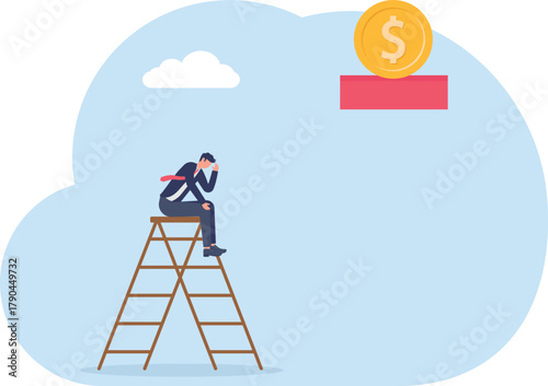 illustration of stopping the fight before finishing or completing the pursuit of business profit
