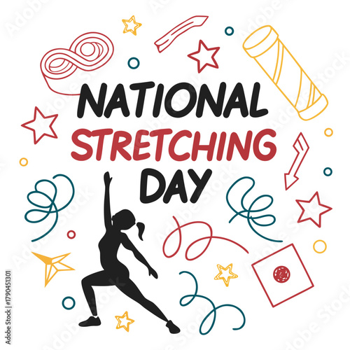 NATIONAL STRETCHING DAY vector illustration isolated on white background