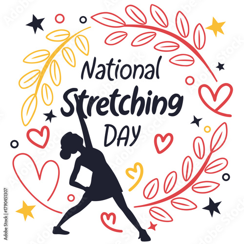 NATIONAL STRETCHING DAY vector illustration isolated on white background