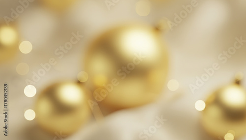 Soft golden glow with blurred festive orbs creating dreamy cream background ambiance