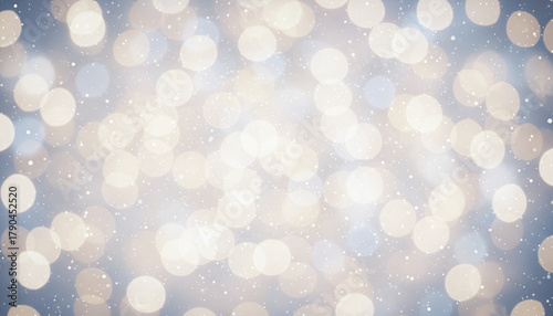 Soft glowing light bokeh with floating sparkles creating dreamy holiday atmosphere