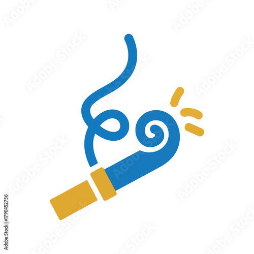 Party blower icon blowing out streamers and confetti for celebration and fun Vector, illustration