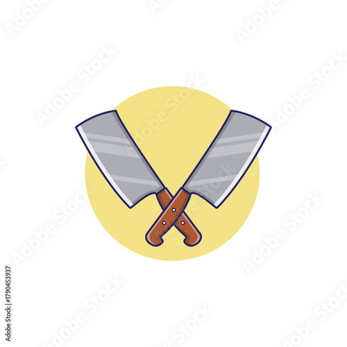 Meat Cleavers Knife Vector Illustration. Kitchen Utensils Concept Design