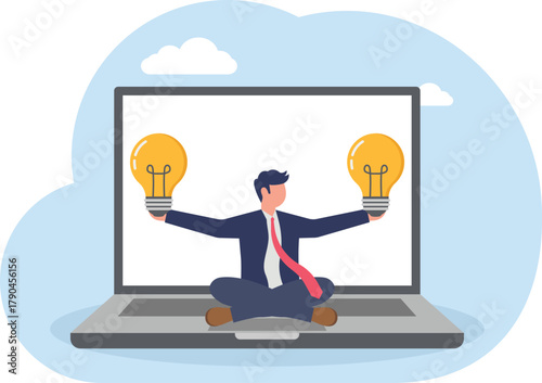 illustration of contemplating ways to generate business ideas and innovations
