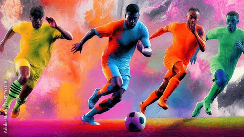 football action with competing soccer players at the stadium