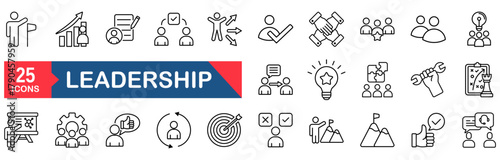 Leadership icon set. Vector Illustration concept relate to icon of guidance, coaching, influence, charisma, challenge, lead, collaboration, goal