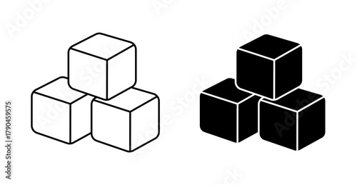 3d cubes on white background, Sugar Cubes Icon Vector, Sweet Cube Symbol