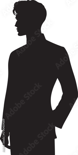 The silhouette of a Chinese male in the 1800s wearing a qipao. This vector graphic is perfect for historical or cultural design projects.