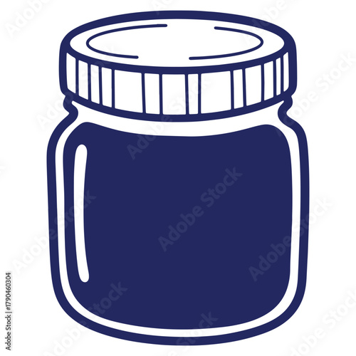 Illustration of a glass jar with a screwon lid ideal for packaging or preservation concepts in product design
