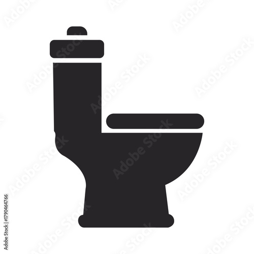 Modern Toilet Illustration Black and White Minimalist Design Bathroom Fixture Clean Plumbing House Icon Sanitary Ware