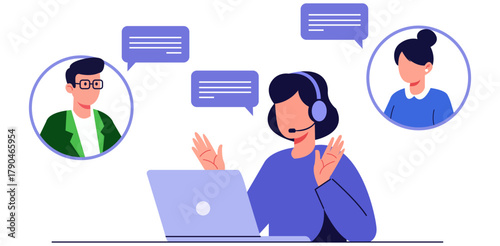 Customer Service Online Support Helpdesk Call Center Communication Webinar Teleconference Assistance Virtual Meeting
