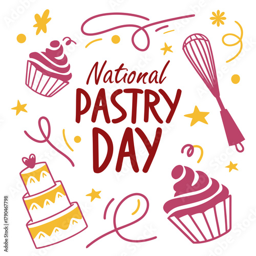 NATIONAL PASTRY DAY vector illustration isolated on white background