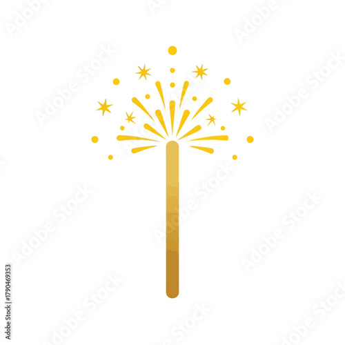 Golden sparkler fireworks stick isolated on white background Vector, illustration