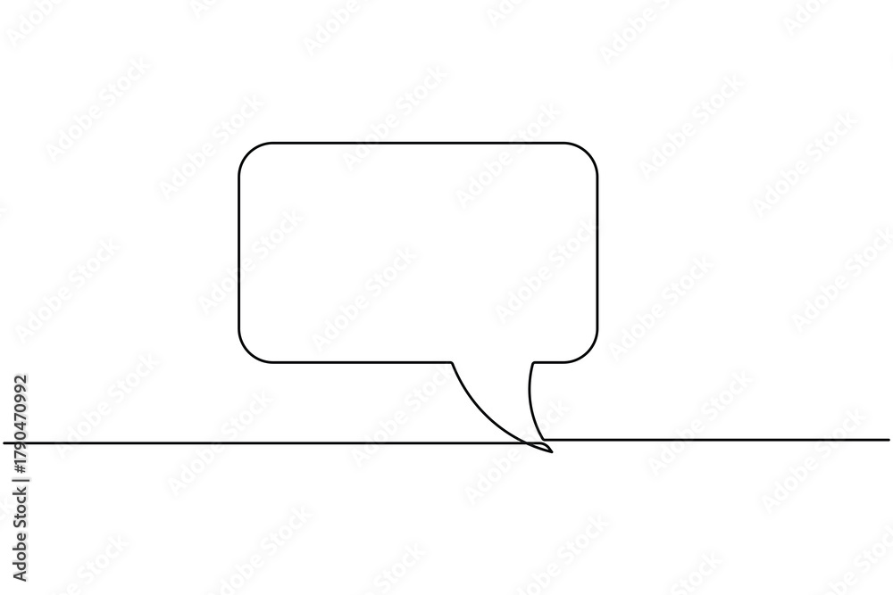 Fototapeta premium Minimalist speech bubble one line drawing on white background
