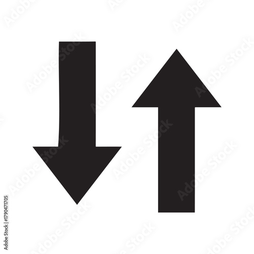 Two black arrows, one pointing down and one pointing up, on a