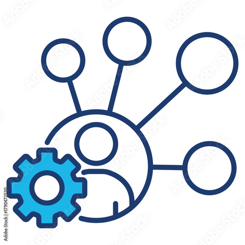 Skills Icon In Blue Monochrome Flat Design, Vector Illustration