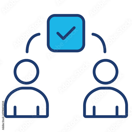 Conflict Resolution Icon In Blue Monochrome Flat Design, Vector Illustration