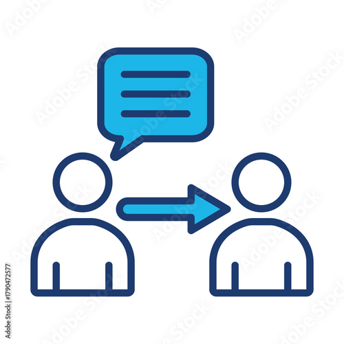 Persuasion Icon In Blue Monochrome Flat Design, Vector Illustration