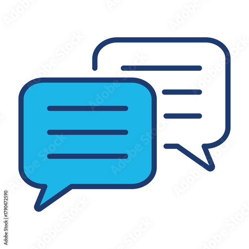 Communication Icon In Blue Monochrome Flat Design, Vector Illustration