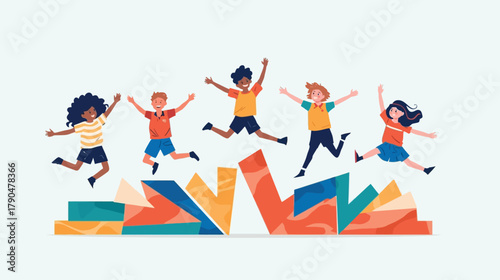 vector illustration of a kids jumping