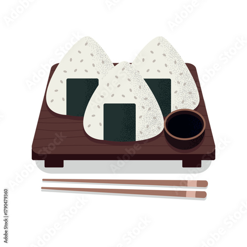 Onigiri (Rice Triangles), Asian cuisine, Japan, vector illustration