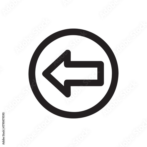Leftward pointing arrow inside a circle