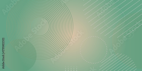 Gradient dull blue patterned desktop wallpaper. Abstract texture background design. Glossy white gradient circle lines. Minimal vector background in beige and teal color.
