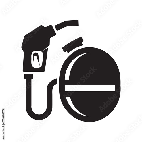 Icon of a fuel pump nozzle connected to a gas tank