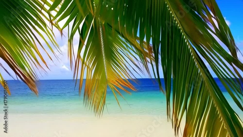 Tropical Beach Paradise with Palms and Pristine Ocean for Vacation Getaways