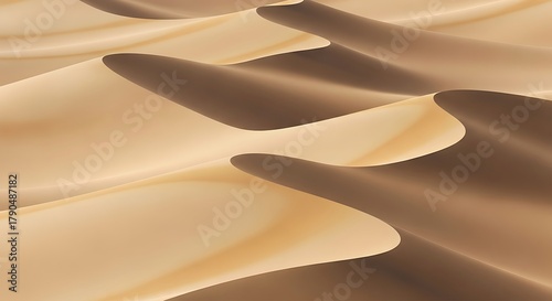 Fototapeta Naklejka Na Ścianę i Meble -  Smooth undulating sand dunes in a desert landscape with flowing light and shade isolated on white background