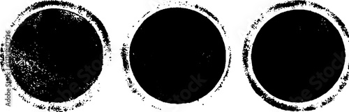 Set of round grunge circles and ink stamps black vector seal collection for vintage label and badge design