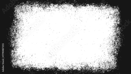Monochrome dirty grunge frame with old worn pattern and dust grain effect for abstract retro background
