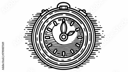 Vintage stopwatch sketch for deadlines and time management, perfect for retro designs and urgent projects, offering a classic, timeless aesthetic for your work