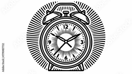 Retro alarm clock graphic, time ticking, deadline reminder, vintage design, clock icon, graphic element, perfect for blogs, websites, and presentations