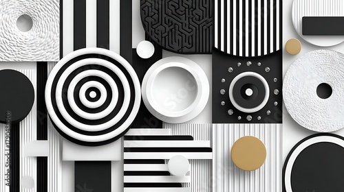 Fototapeta Naklejka Na Ścianę i Meble -  Abstract Minimalist Geometric Design with Moire Patterns and Shapes