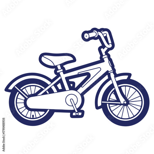 Blue and White Childrens Bicycle Illustration Depicting Fun and Healthy Lifestyle for Kids