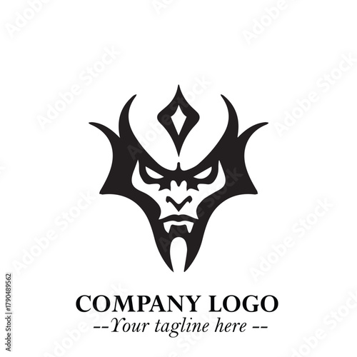 Head of Vampire Logo Symbol in Black on the White Background with Gothic Horror Vector Design