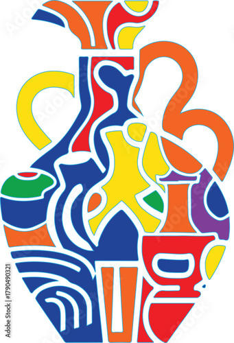 Colorful abstract amphora mosaic vase pottery