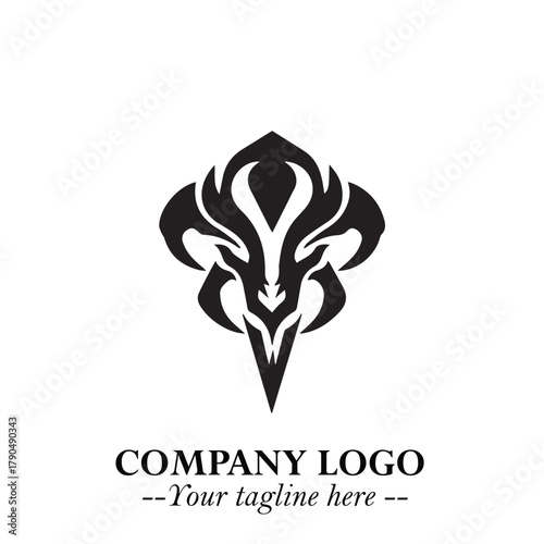 Head of Vampire Logo Symbol in Black on the White Background with Gothic Horror Vector Design