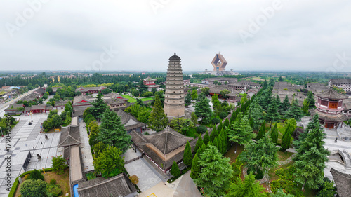 Aerial photography of Famen Temple in Fufeng County, Baoji City, Shaanxi Province
