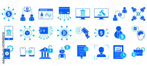 Set of fintech Icons or symbols Vector fully editable file.
