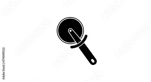 Pizza Cutter Icon Black Silhouette.