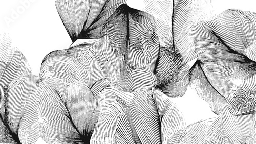 Botanical summer leaf vector illustration with detailed floral sketch design featuring lush tropical foliage in vintage grunge aesthetic