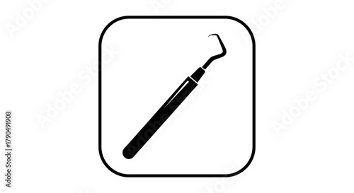 Dental explorer tool icon for oral health examination.