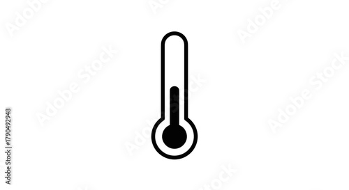 Simple black and white thermometer icon showing moderate temperature level.