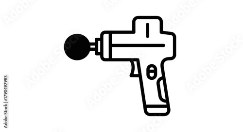 Massage Gun Illustration Muscle Recovery and Relaxation Tool.