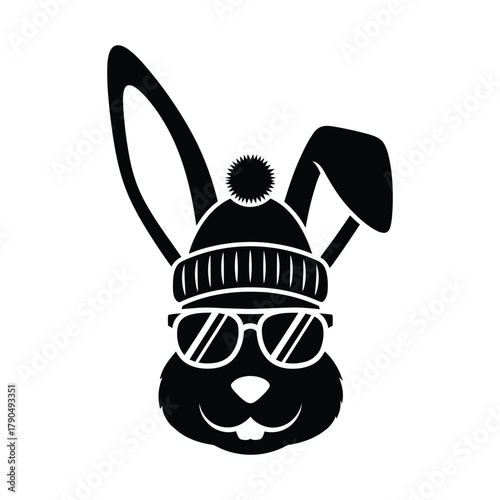 Jackrabbit with winter hat and sunglasses Vector Illustration